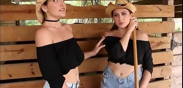  Hot country girls licking in the ranch